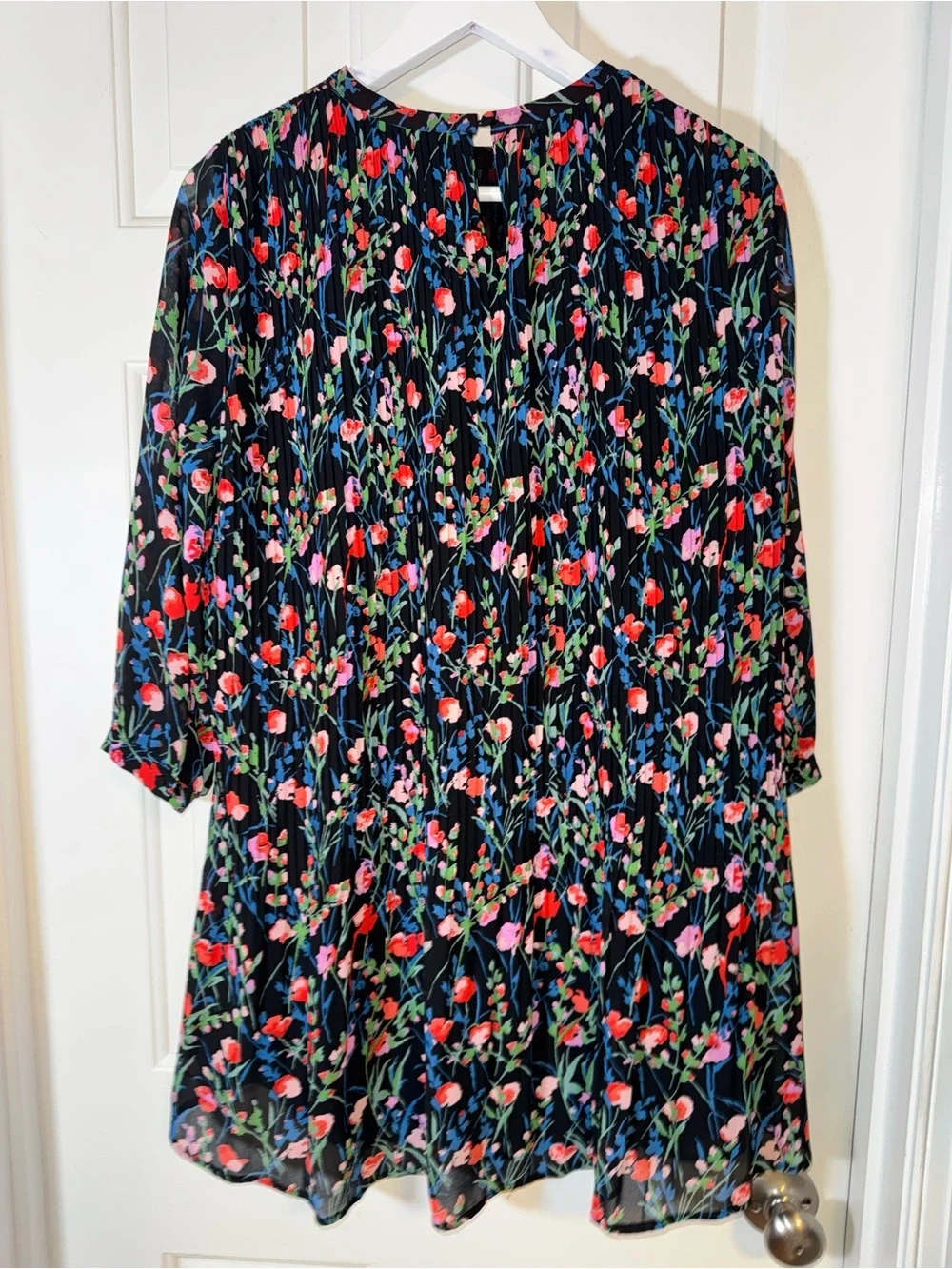 Zara Floral Long Sleeve Annie Dress Pleated Chiffon. Size XS.
